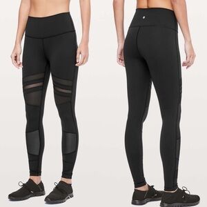 Lululemon Wunder Under High-Rise Tight *Mix & Mesh 28" in Black Yoga Running
